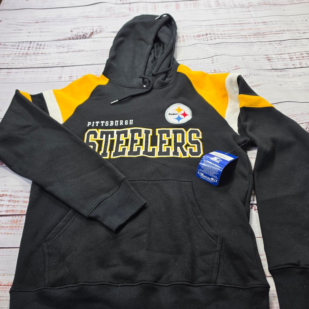Starter Pittsburgh Steelers Hoodie Mens Small Black NWT‎ Draft Hooded Sweatshirt
